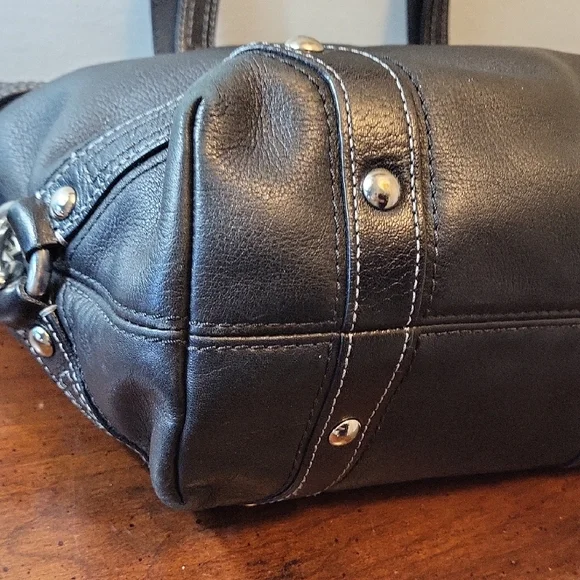 Coach Carly Black Leather Carryall Satchel Bag Tote Shoulder Bag J0878-13236